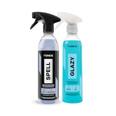 Imagem de Kit Limpa Vidros Automotivo Redutor Atrito Risco + Glazy Selante Brilho Spell Vonixx
