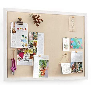 Imagem de Miratino Quadro de Avisos Grande de 23 X 18" com Placas de Cortiça de Linho Decoração de Parede Pino Suspenso Exibição Em Moldura de Madeira Boletim Em Cortiça Foto Quadro Luz para Sala Escola Escritó