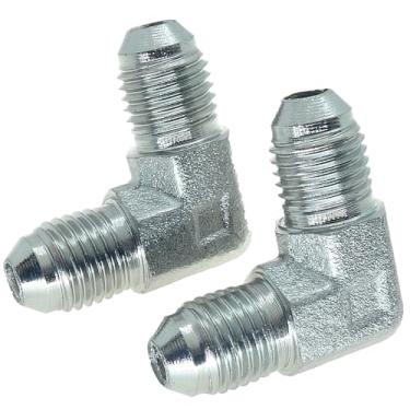 Imagem de CDQBWKJGFJ 2 peças hidráulicas 1/10.2 cm JIC (7/40.6 cm-20) 37° Flare macho x 1/10.2 cm JIC (7/40.6 cm-20) 37° Flare macho adaptador de cotovelo banhado a aço