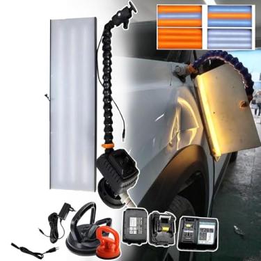 Imagem de CNAOHGHN Ferramentas De Reparo De Amassados Sem Pintura De Luz Pdr,Placa De Linha De Listras De Led, Luz De Teste De Listras De Carroceria De AutomóVeis,6 Cores AjustáVeis,2 Baterias/2 Ventosas