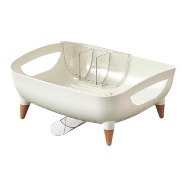 Imagem de ＫＬＫＣＭＳ Prato de cozinha rack de secagem utensílio suporte de secagem compacto espaço economia utensílio titular multiuso prato secador rack pia prateleira, Branco