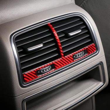 Imagem de BETTERHUMZ Estilo de carro de fibra de carbono traseira ar condicionado moldura decoração capa acabamento compatível com Audi A6 C7 A7 2012-2018 acessórios interiores (vermelho)