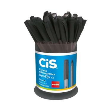 Imagem de Caneta Esferográfica Neo Tip 1.0 Mm, Cis, 41.1800, Preta, Pote Com 50 Unidades