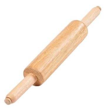 Imagem de Rolo para massa macarrao pizza pao em madeira 43 cm giratorio - stolf