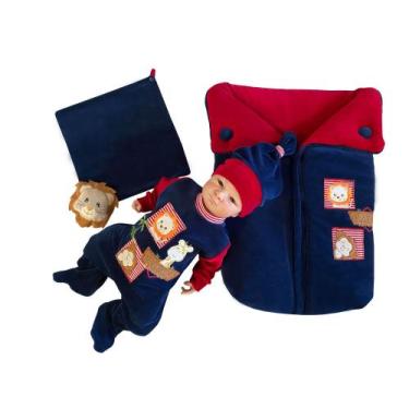 Imagem de Kit Saída Maternidade Menino Inverno Plush Com Saco De Dormir - Safari