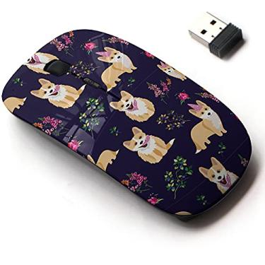 Imagem de Mouse sem fio de 2,4 G com design de padrão fofo para todos os laptops e desktops com nano receptor - Corgis Dog Royal
