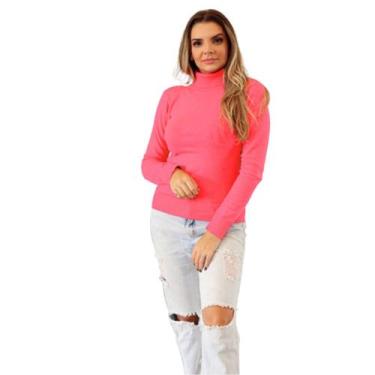 Imagem de Blusa Feminina De Tricô Com Elastano Manga Longa Gola Alta Inverno - S