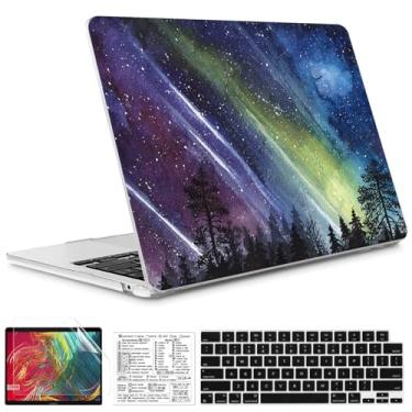 Imagem de QCzyc Céu noturno compatível com MacBook Air 2022 de 13,5 polegadas modelo de : A2681 M2 Chip plástico para laptop com adesivo de teclado Mac OS e capa de teclado (céu estrelado)