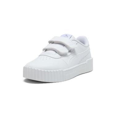 Imagem de PUMA Tênis infantil unissex Carina Hook and Loop, Puma branco-puma branco-puma prata, 17