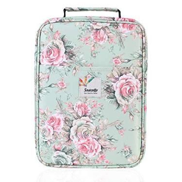 Imagem de Estojo Shulaner para lápis com capacidade para 270 a 274 lápis de cor ou 180 a 184 canetas coloridas de gel com fecho de zíper, organizador de canetas de nylon de grande capacidade para estudante ou artista rosa verde