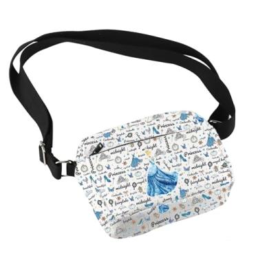 Imagem de JYTAPP Bolsa tiracolo com personagens da Princesa Cinderela Magic Kingdom Fairy Tales Fãs Castelo Cinderela Bolsa tiracolo, Bege, One Size