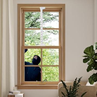 Imagem de Fechaduras de janela para janelas para cima e para baixo (branco para privacidade e segurança da janela da cabine - ajustável de 45 a 76 cm, barras de segurança para janelas - travas de janela -