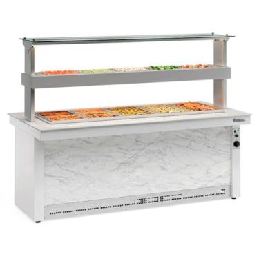 Imagem de Buffet Conjugado Quente/Frio 2,00m Linha Vitra GBTR-200 BR Gelopar - Capacidade Quente 10 cubas 1/2 + Frio 5 cubas 1/2 e Iluminação LED 220V