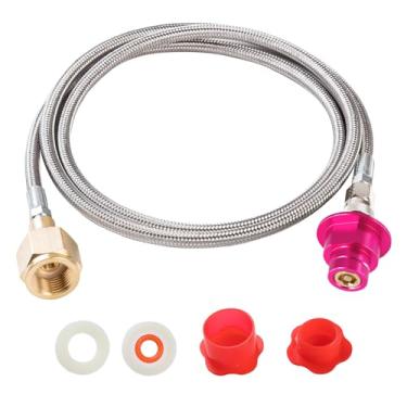 Imagem de GURUDAR Kit de mangueira adaptador CO2 de conexão rápida rosa 152 cm, tanque de cilindro de CO2 CGA320 direto para água com gás para Terra DUO Art Gaia Aqua Fizz