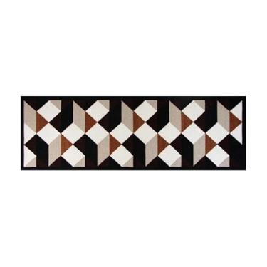 Imagem de Passadeira Cozinha Uzoo 140x44cm Xadrez Diagonal Marrom