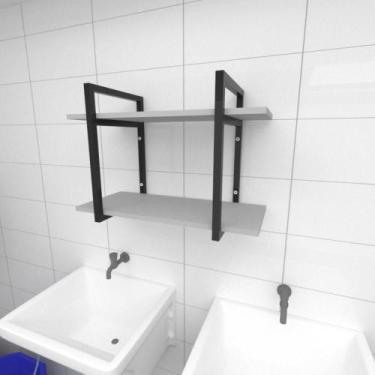 Imagem de Prateleira industrial para lavanderia aço cor preto prateleiras 30 cm 