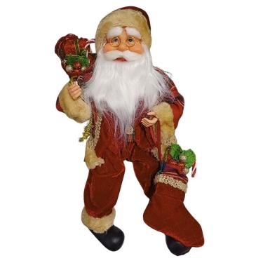 Imagem de Papai Noel Sentado Vermelho Com Verde 45cm Florarte