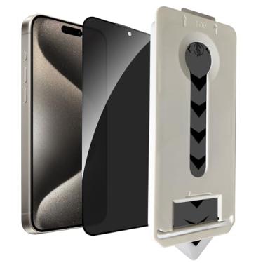 Imagem de AKARMOVO Pacote com 2 protetores de tela de privacidade [alinhamento automático, remoção automática de poeira] fácil instalação cobertura total película de vidro temperado anti-espião, resistente a