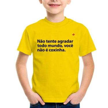 Imagem de Camiseta Infantil Você não é coxinha - Foca na Moda, Amarelo, 4