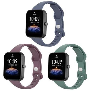 Imagem de Lzwldan Pacote com 3 pulseiras de relógio finas compatíveis com Amazfit GTS/GTS 2/GTS 2e/GTS 2 mini/GTS 3/GTS 4/GTS 4 mini, pulseira de silicone macio de 20 mm para Amazfit Bip/Bip U Pro/Bip 3/Bip 3