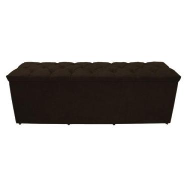Imagem de Calçadeira Baú Paris Casal 140 cm Botão Strass Suede Marrom Do Lar Móv