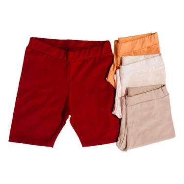 Imagem de Kit 4 Bermuda Ciclista Infantil Meninas - Cor Lisa - Sem Marca, Cores 