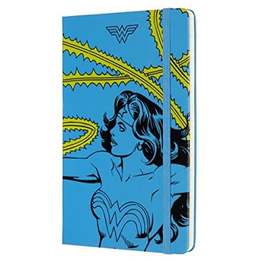 Imagem de Moleskine Caderno da Mulher Maravilha, edição limitada, capa rígida, grande (12,7 cm x 21 cm), pautado/forrado, azul cerúleo, 240 páginas