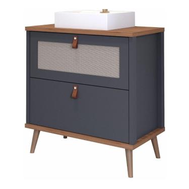 Imagem de Gabinete Para Banheiro 80cm 100% Mdf 1 Gaveta 1 Porta Basculante Veneto Mgm Móveis Titânio/freijo Titanium/freijo