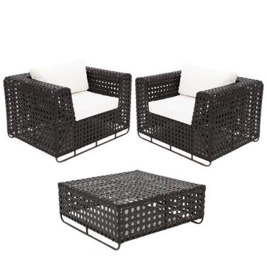 Imagem de Kit 2 Poltronas Fúcsia E Mesinha Preto Branco