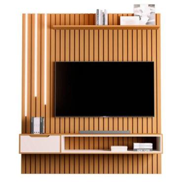 Imagem de Home Ripado com Rack Suspenso e Led Saikai Nature Pérola - CasaH