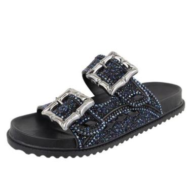Imagem de Sandália Papete Feminina Brilho Strass Slide Fácil Calce - s/marca, Pr