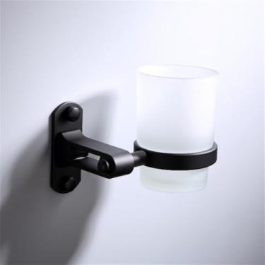 Imagem de Acessórios de banheiro de alumínio, porta-toalhas preto, anel de toalha, suporte para secador de cabelo, suporte para papel higiênico de parede, cesta de sabão, copo único