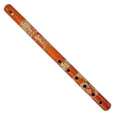 Imagem de Mia Jewel Shop - Flauta de madeira de bambu colorida feita à mão | Padrão de natureza tribal | Gravador nativo para iniciantes, amantes de meditação e música (laranja)