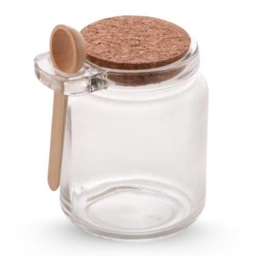 Imagem de Porta Condimentos De Vidro Colher Bambu E Tampa Rolha 240ml - Lyor