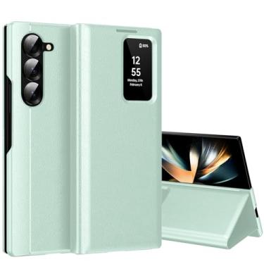 Imagem de Capa para Samsung Galaxy Z Fold 4 com tela pequena inteligente, capa carteira S-View, para Samsung Fold 4, capa de janela inteligente, capa protetora de couro flip inteligente para Samsung Z Fold4