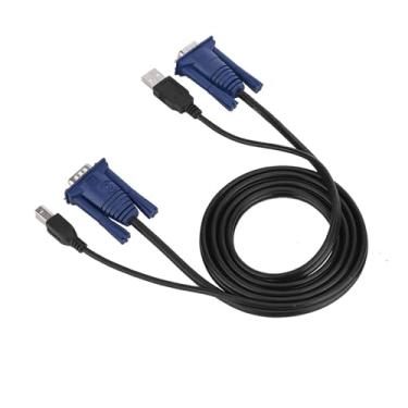 Imagem de Cabo de Switch KVM USB 2.0 Cabo VGA de 1,5 M para Computador PC Cabo de Switch KVM Multifuncional 2 Em 1 Conectividade Conveniente e Confiável para Dispositivos eletrônicos.