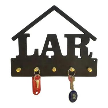 Imagem de Porta Chaves Lar Com 5 Ganchos E Dupla Face - 25cm - By Hands