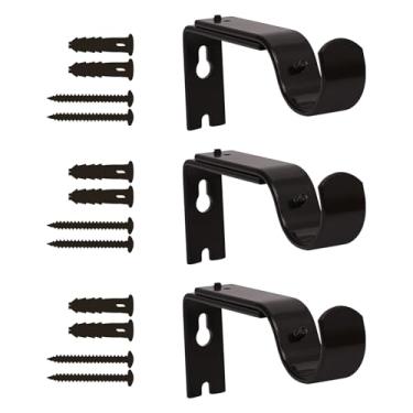 Imagem de Eikshy Suportes de varão de cortina ajustáveis resistentes, pacote com 3 suportes de haste premium para parede, ganchos de varão de cortina, ganchos de varão de cortina para haste de 7/8 ou 2,5 cm
