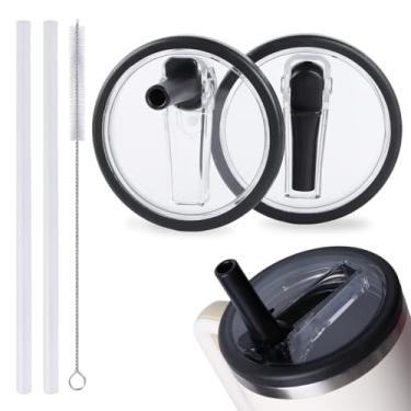 Imagem de Pacote com 2 tampas flip de 850 g à prova de vazamento para Stanley Quencher H2.0, tampa de copo à prova de derramamento de substituição adequada para Stanley Quencher, tampa de canudo reutilizável