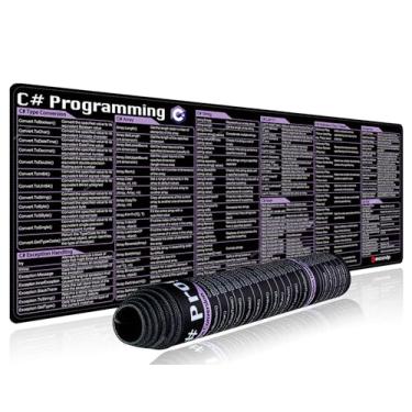 Imagem de exco Tapete de rato com atalho vip para C#,79,8 x 29,7 x 0,2 cm, folha de referência grande, para PC, escritório, planilha, teclado, atalho, tapete de rato com borda costurada antiderrapante 0434