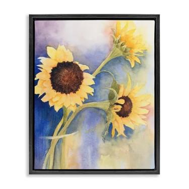 Imagem de Stupell Industries Arte de parede em tela flutuante com moldura preta trio de girassol em vaso, design de Stephanie Fielden, 25 x 31