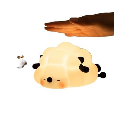 Imagem de Luminária de Silicone Mesa Lâmpada Noturna Abajur Fofo Sensor Toque Touch Led (Cordeiro(Preto))