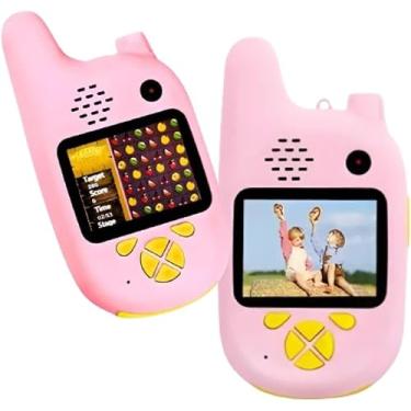 Imagem de Kit Com 2 Brinquedos Walkie Talkie Infantil Com Câmera Digital Para Crianças Radio Comunicador Infantil - YODHE (Rosa)