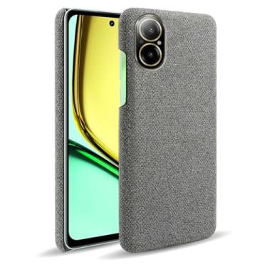 Imagem de Capa para OPPO Realme C67 4G,Capa desenhada em lona,Case Protetora Ultrafina com Empunhadura Macia,Design em Tecido Antichoque e Antiarranhões-Gray