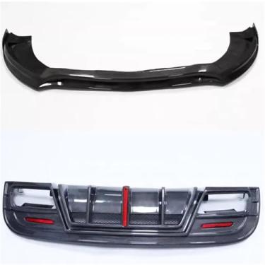 Imagem de Compatível para Mercedes Benz X156 GLA45 AMG 2014-2019 Fibra de carbono real Carro Pára-choques Frente Lip Traseiro Difusor Spoiler Capa Body Kit(4pcs)