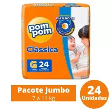 Imagem de Fralda Pom Pom Clássica Jumbo 1 Pacote Tamanho G C/ 24 Unidades