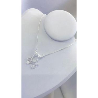 Imagem de Colar Filhos com Pingente de Coração Cravejado em Microzircônia Prata 