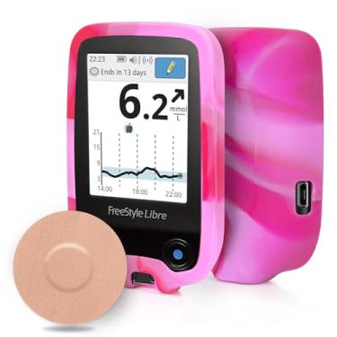 Imagem de YOUSHARES Capa de silicone para leitor Libre 2 com 20 pacotes de capa de sensor Libre 2 à prova d'água, capa protetora antiqueda contra arranhões para sensor de adesivos (rosa e branco)