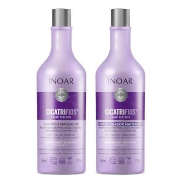 Imagem de Inoar, Kit Cicatrifios Loiro Perfeito Shampoo e Condicionador Matizador com Hidratação e Brilho Intenso, Rejucomplex3, Centaurea Cyanus e Azuleno - 2x800ml