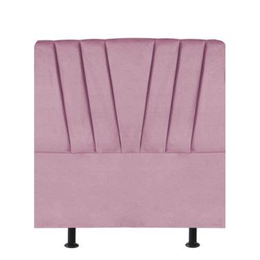 Imagem de Cabeceira Estofada Bélgica 90cm Solteiro Para Cama Box Quarto Suede Rosa Bebê